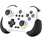 Koiiko Wireless Gaming Controller for Hall Effect Triggers Hall left & right rocker, Gamepad for ipad/iphone Android/PC/Switch/Streaming Xbox/PS3/PS4, Bluetooth, Pocket Size (White)