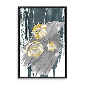 Framed Canvas Home Artwork Decoration Golden Abstract Art Canvas Wall Art for Living Room, Bedroom - 16x24 inches