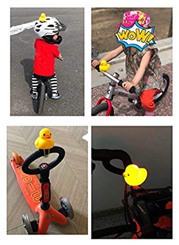 GOCOHHI Kids Bike Horn Cute Bicycle Lights Bell Squeeze Horns for Toddler Children Adults Cycling Motorcycle Yellow Duck Light Rubber Duck Helmet Toys (Pink, Duck+Helmet)