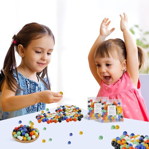POPLAY 60PCS Glass Marbles Set, 5/8 inch Game Replacement Marbles Solid Color Game Balls Chinese Checkers for Aggravation Game Marble Run Marble Games
