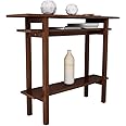 WoodShine Mid Century Modern Solid Wood Console Table, 3-Tier Entryway Table with Storage Shelves Accent Long Sofa Table Walnut, 42(L) x12(W) x35(H)