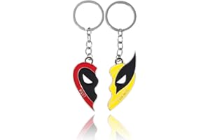 IKANOO Best Friends Deadpool and Wolverine Keychain Love Heart Friendship Keychains for Women Men Couples Friends Gifts