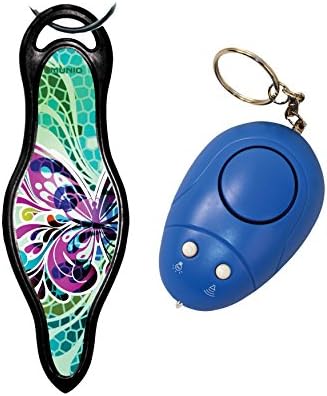 Grab and Go Bundle: MUNIO Personal Safety Accessory - Effective Self Defense Tool with Awesome Designer Style and Key Chain Personal Alarm with Light - Lot of 2 Pieces (MUNIO Butterfly Glass)