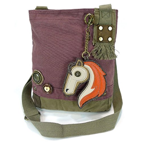 Chala Handbag Patch Crossbody HORSE Mauve Purple Violet Bag Canvas