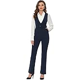 Allegra K Women's Work Jumpsuit Formal Office High Waisted Belted Sleeveless Dressy Rompers
