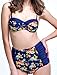 Angerella Womens Swimwear Retro Vintage Bathing Suits Two Piece Swimsuits Bikini, Navy-Two, US 10-12=Tag Size 3XL