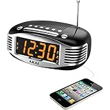 Akai CE1500 Retro Style Am & Fm Clock Radio With Pll Tuner