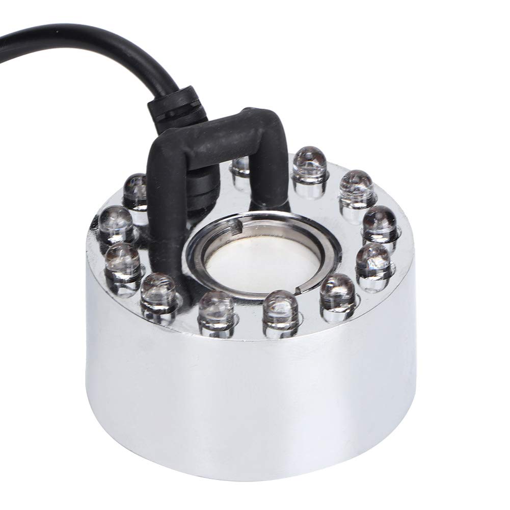 Aquarium Mister Maker Fogger Water Fountain 12 LED Ultrasonic Fog Reptile Tank Mist Maker Atomizer Air Humidifier for Water Fountain, Pond, Garden