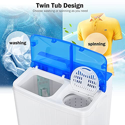 COSTWAY Portable Washing Machine, SemiAutomatic Twin Tub 13lbs Compact