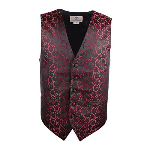 VS1026-XL Red Pattern Mens Vest Tie Cufflinks Bowtie Hanky Gifts Idea By Y&G
