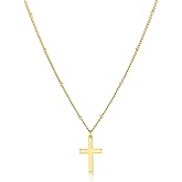 Oskani Cross Necklace for Women 18k White Gold Plated Stainless Steel Cross Choker Necklace Dainty Simple Chain Pendant Necklaces Easter Christian Baptism Religious Faith Jewelry Gift for Her
