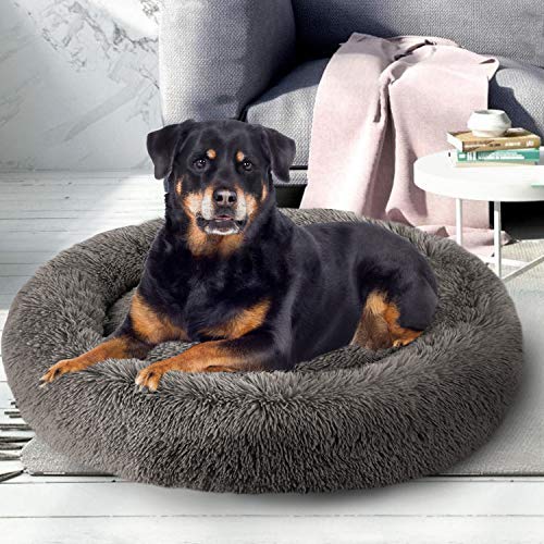 round fur dog bed