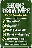 Hiding From Wife Bar Phone Fees Plastic Sign 12 x 18in