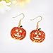 iWenSheng Halloween Pumpkin Earrings Red - Hypoallergenic Crystal Dangle Earring for Women Holiday Night Costume Jewelry Smiling Face Pumpkin Drop Earrings, Fun and Festive