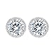 EleQueen 925 Sterling Silver 3.6 Carats Cubic Zirconia Round Halo Bridal Stud Earrings 13mm for Women, Valentine's Day/Mother's Day/Christmas Jewelry Gift for Wife/Mom