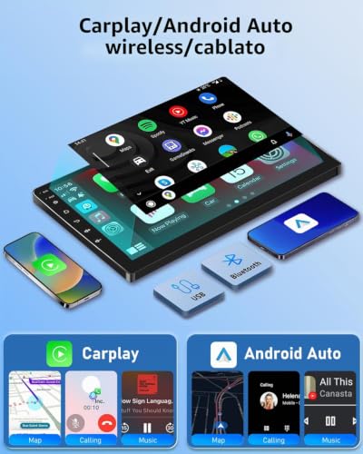 NHOPEEW 2G+64G Car Radio for Lancia Delta 2009-2019 – Wireless Carplay and Android Auto – 9 Inch Car Radio with WiFi GPS Mirror Link FM RDS+ Rear Camera