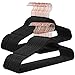 SONGMICS Velvet Hangers, Set of 50 Clothes Hanger with Rose Gold Swivel Hook, Non-Slip, and Space-Saving, 0.2-Inch Thick, 17.1-Inch Long for Coat, Shirt, Dress, Pants, Tie, Black UCRF21BK50