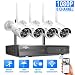 [8CH Expandable]Hiseeu Wireless Security Camera System With One-Way Audio,HD Video Security System 4Pcs 1080P 2.0MP IP Security Cameras Wireless Indoor/Outdoor IR Bullet IP Camera WiFi, No Hard Drive