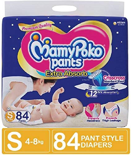 MamyPoko Diaper Mamy Poko Pants Extra Absorb, Small (Pack of 84)