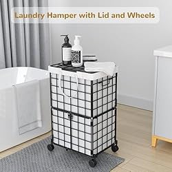 cutefafa Wire Laundry Hamper on Wheels with