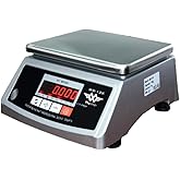 My Weigh WR-12K Digital Washdown Scale | IP66 water-resistant housing, rechargeable battery, LED readout, adjustable feet and level bubble