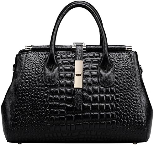 Farinal Women's Genuine Leather Handbags Vintage Ladies Crossbody Shoulder Bags and Satchel Color Black