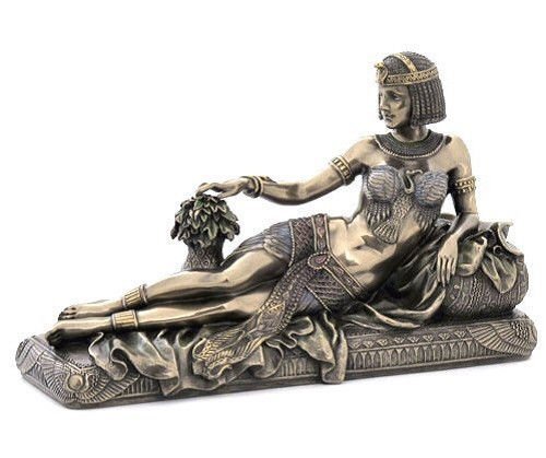 Wu Art Deco Egyptian Queen Lying On Chaise Lounge Statue - Bronze, Cold Cast Bronze, 9.5" L x 4.5" W x 9.5" H