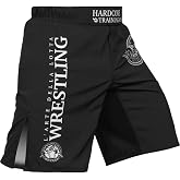 Hardcore Training Mens MMA Fight Shorts BJJ No-Gi Grappling Martial Arts | Fight shorts for jiu jitsu and kickboxing, stretch fabric, side slits, adjustable waist, drawcord and hook-and-loop closure
