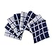 The Weaver's Blend Set of 8 Terry Dish Cloths, Check Design, 100% Cotton, Absorbent, Size 12”x12”, Blue Check,Kitchen Towels and Dish Cloths