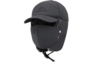 Winter Trapper Hat, 3 in 1 Windproof Facemask Cap Men Women with Full Face Ear Flap, Fur Lei Feng Cap Faux Cap Trapper hat Co