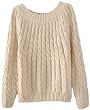 SKCUTE Cable-Knit Sweaters Knitted Pullovers Beige