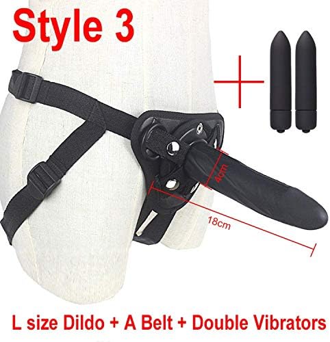 ASEXB New Big R-ealistic Strap On P-Enis Silicone Adjustable Harness Huge P-Enis Strapon with Bullet Vibrator Bag Sex Toys for Lesbian Couple,Style 3