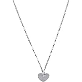 Jewels By Lux Sterling Silver Womens Cubic-Zirconia Heart Rolo Link Necklace