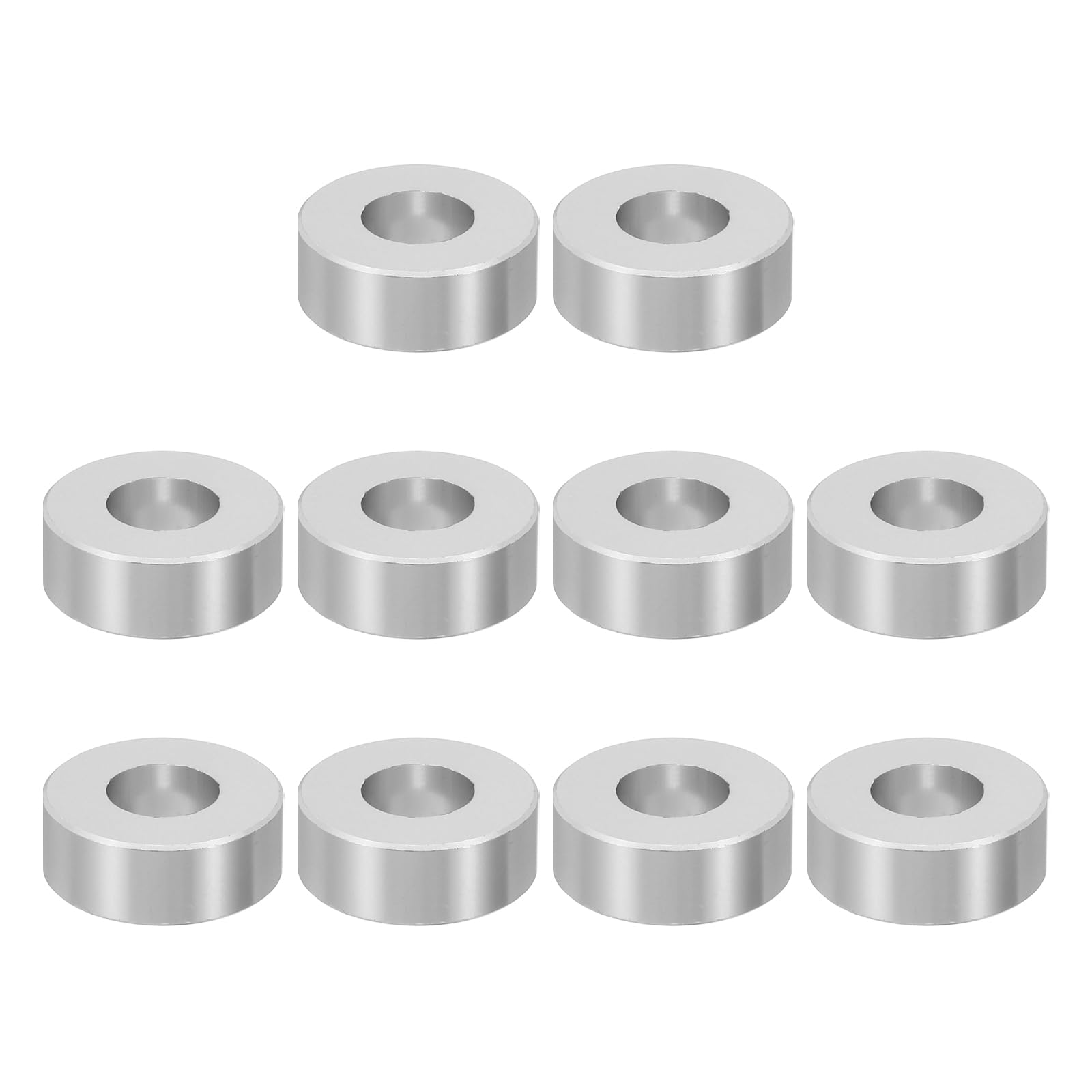 PATIKIL M12 Aluminum Spacers, 10 Pcs Metal Spacer Aluminum M12 X1"OD X1/2"L Aluminum Spacer Screw Standoff Round for 1/2" or M12 Screw Bolts, Silvery
