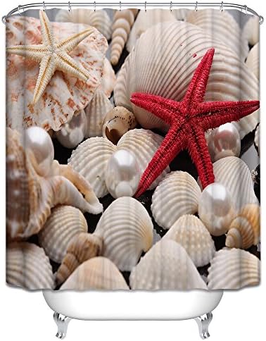 Artsplaza Polyester Sea Starfish And Shell Bathroom Curtains Width X Height / 72 X 80 Inches / W H 180 By 200 Cm Best Choice For Him Couples Boys Couples Father. Modern Design - Fabric
