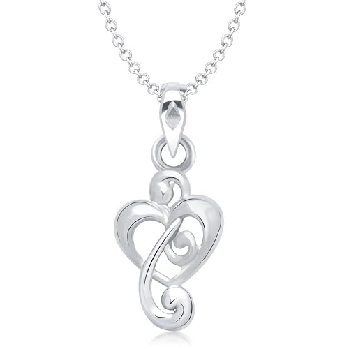 Vina Jewels Valentine Pretty Heart Shape Rhodium plated Pendant - P1228R [VKP1228R] [Jewellery]