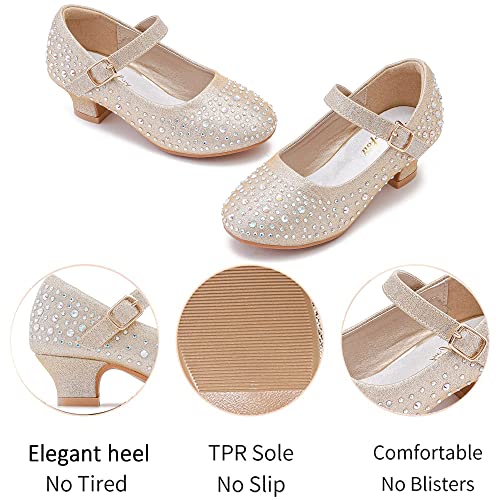 Walofou Flower Girls Dress Shoes Mary Jane Glitter Princess Shoes Party