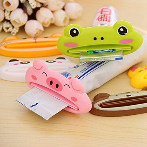 KitMax (TM) Pack of 6 Plastic Cartoon Animal Shape Toothpaste Squeezers, Color May Vary