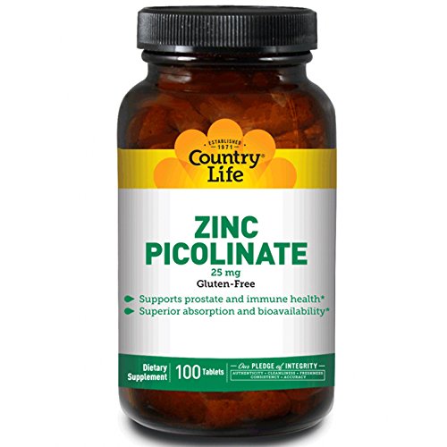 Country Life, Zinc Picolinate, 25 mg, 100 Tablets