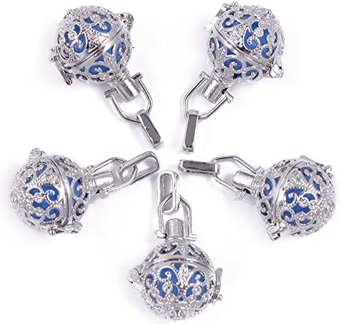 5pcs Silver-tone Aromatherapy Essential Oil Diffuser Locket with 5 Different Colors Cotton