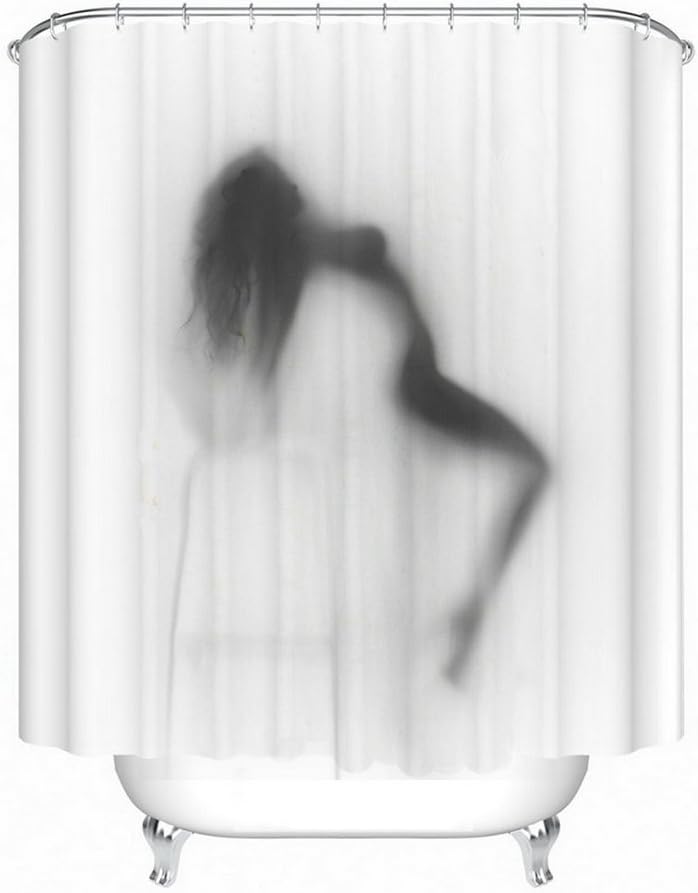 Fangkun Shower Curtain Sexy Lady Beautiful Woman Bathing Shadow Design - Polyester Bathroom Curtains Decor Set - 12pcs Shower Hooks - 72 x 72 inches