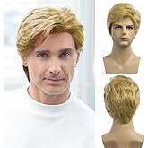 Baruisi Men Wigs Short Blonde Wig Synthetic Heat Resistant Natural Halloween Cosplay Hair