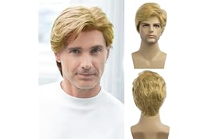 Baruisi Men Wigs Short Blonde Wig Synthetic Heat Resistant Natural Halloween Cosplay Hair