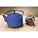 Old Dutch International Matsukasa Cast Iron Teapot, 27 oz, Deep Blue/Gold