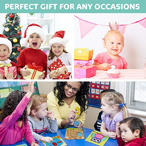 Comken Wooden Puzzles for Toddlers, 6 Pack Animal Jigsaw Puzzles for 1 2 3 Years Old Boys & Girls,Early Learning Preschool Educational Gift,Kids Development Toys