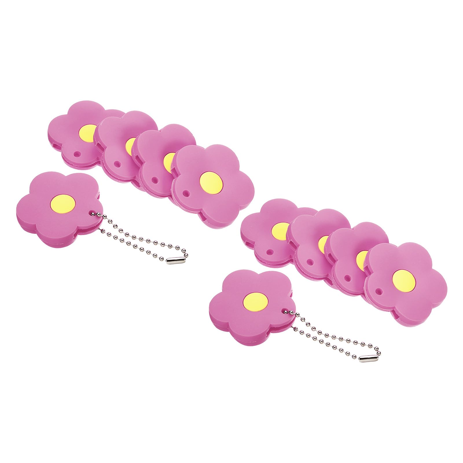 PATIKIL Key Caps Covers, 10 Pack Flower Keys Ring Coding Tags Identifiers PVC Case Shell Protector for Office House Apartment, Purple