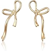 LPYO Gold Silver Bow Earrings Classic Ribbon Bow Stud Earrings for Women Cute Bowknot Earrings Flower Ribbon Bow Stud Earrings Bow Jewelry Gifts