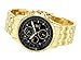 Konigswerk Mens Gold Tone Bracelet Watch Black Dial Multifunction Crystal Markers SQ201477G