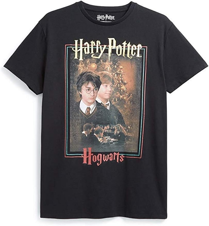 LicensedPrimark Harry Potter Hogwarts Men's Black TShirt Size SXL (S
