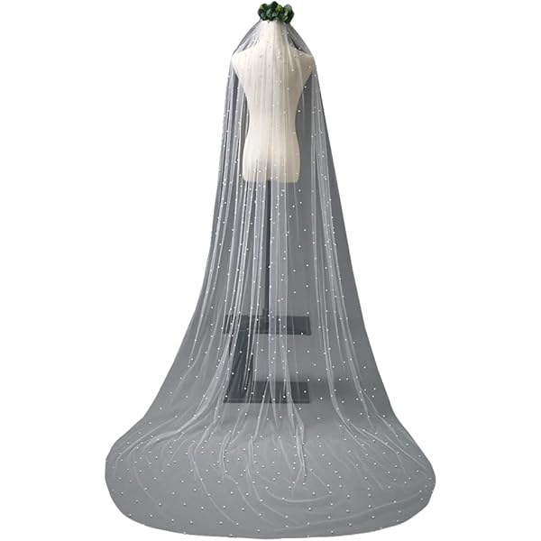 【C15261】VEIL 1.5 LESSON 01 Sheena Beads Waltz Length Veil | Azazie CA